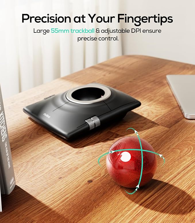 Nulea M512 Wireless Trackball Mouse, Ergonomic 55mm Trackball, 4 Level - Image 2
