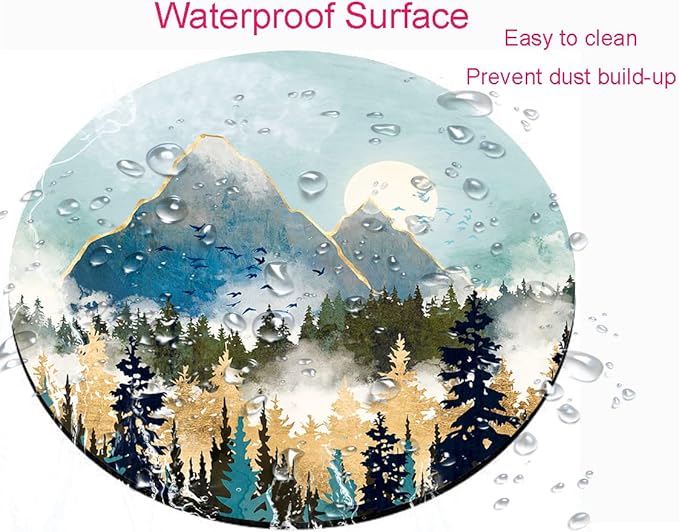 Round Mouse Pad, Abstract Mountain Design Mouse Pad, Custom Cute Mouse Pads - Image 4