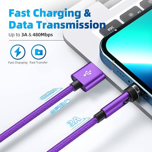 540° Rotation Magnetic Charging Cable 3 in 1 Magnetic Phone Charger 3A Fast - Image 3