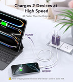 40W USB C Plug, 4-Port Fast Charger Block PD+QC 4 Port Charger Cube Wall - Image 3