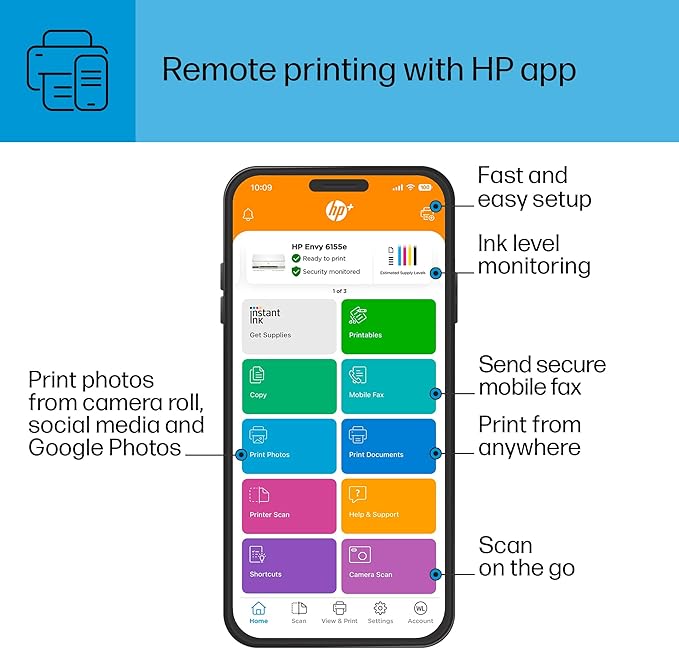 HP Envy 6155e Wireless All-in-One Color Inkjet Printer, Duplex Printing - Image 14