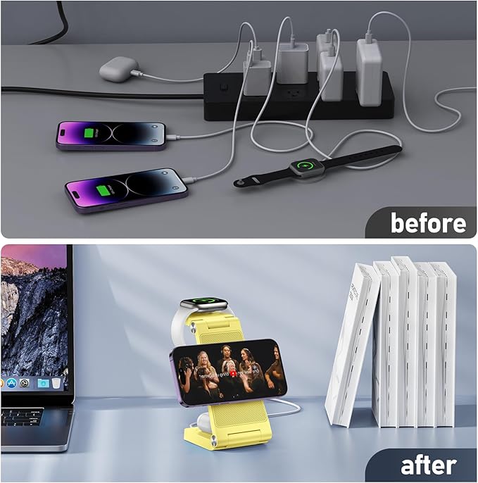 Magnetic Wireless Charger Stand, 3 in 1 Foldable Wireless Charging Station - Image 6
