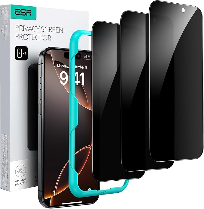 ESR 3 Pack for iPhone 16 Pro Max Privacy Screen Protector, Anti-spy by ESR