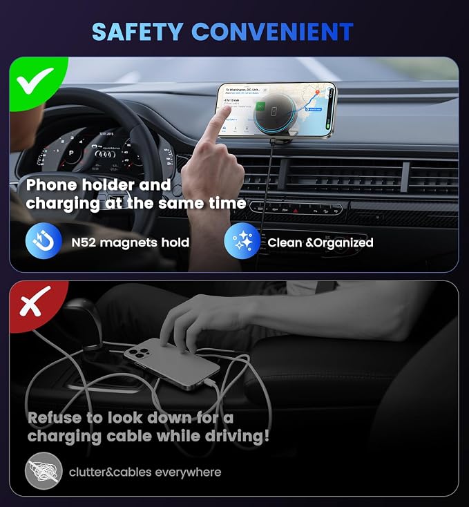 Mag-Safe Car Mount Charger 15W Magnetic Wireless Car Charger - Image 8