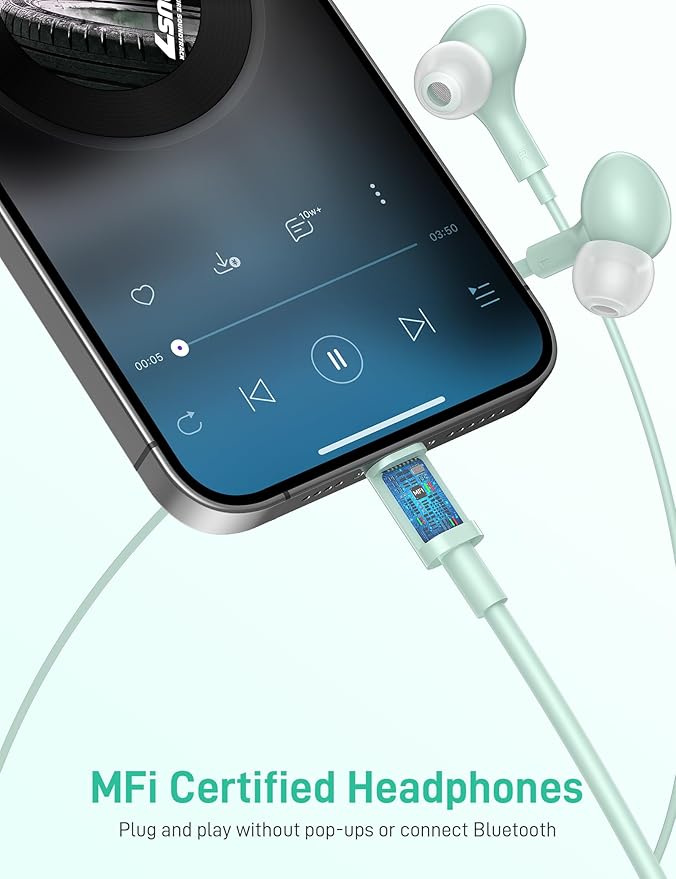 iMangoo for Apple MFi-Certified Headphones for Lightning Wired Earbuds Magnetic - Image 2