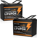 2 Pack 12V 100Ah LiFePO4 Batteries, Ultra-Light 21.9lb Each, 15000+ Cycles by GRNOE