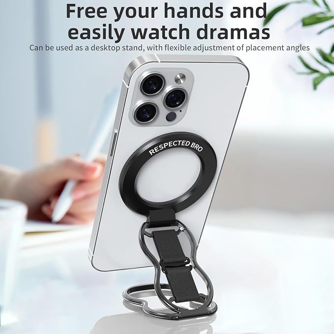 RESPECTED-BRO-Magnetic-Phone-Grip-Stand-with-Finger-Strap, 4-in-1 Magnetic Ring - Image 6