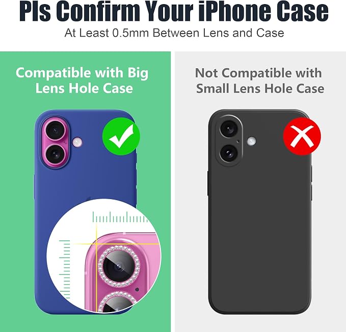 AGVEE 3+3 6 Pack for iPhone 16 6.1" / 16 Plus 6.7" Camera Lens Cover Protector - Image 3
