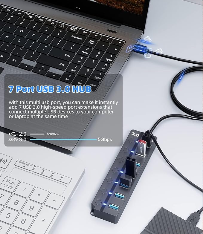 Eanetf USB 3.0 Hub, 7-Port - Image 4