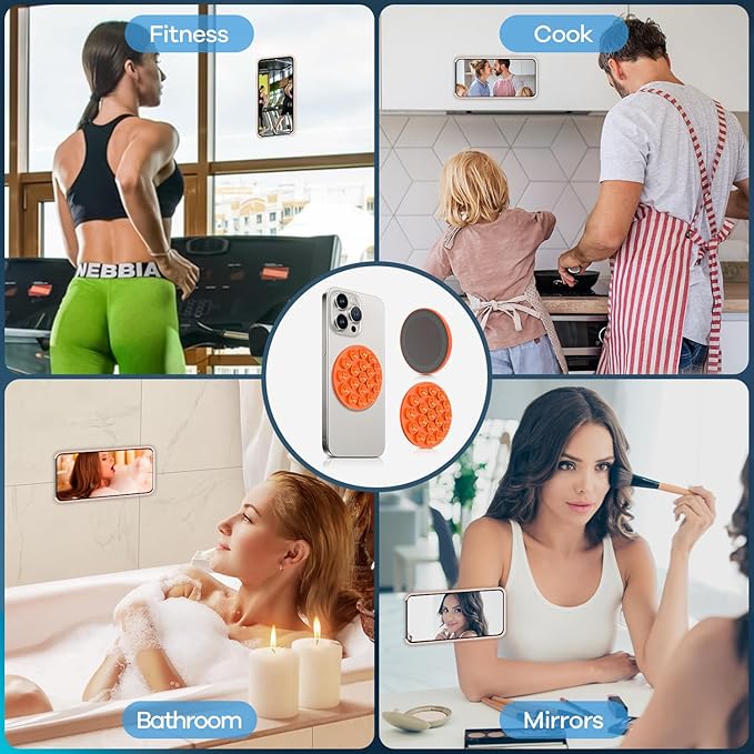 Silicone Suction Cup Phone Mount, Magnetic Suction Phone Case Stand, Mirror - Image 6