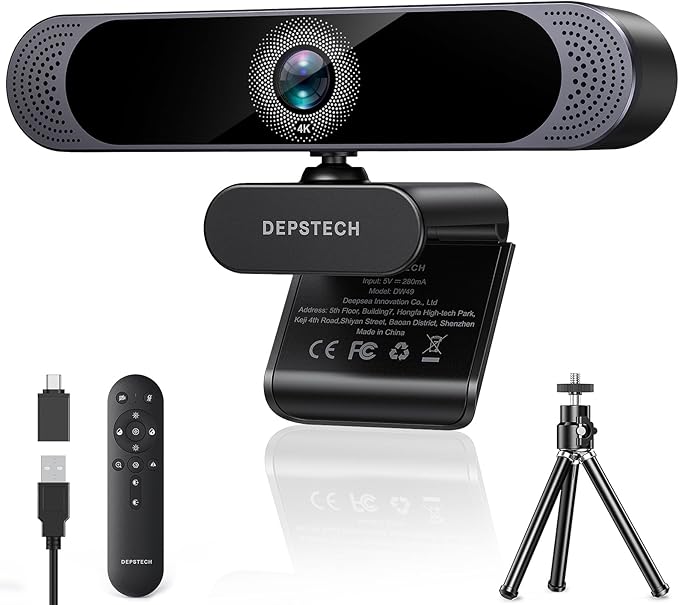DEPSTECH 4K Webcam, Ultra HD 1/2.55'' Sony Sensor, 3X Digital Zoom, Dual by DEPSTECH