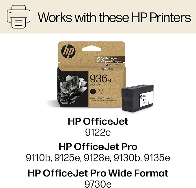 HP 936e Black EvoMore Ink Cartridge Printers | Works - Image 2