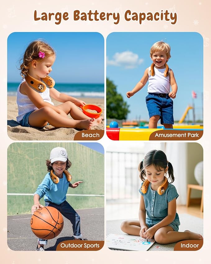 Neck Fan for Kids, Bladeless Portable Fan Rechargeable for 4-14Y Girls & Boys - Image 6
