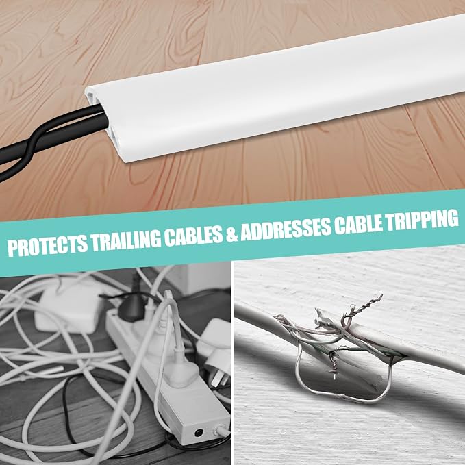Floor Cord Cover Cavity 0.8"x0.37" Self Adhesive Cord Hider, 3.3FT Low Profile - Image 6