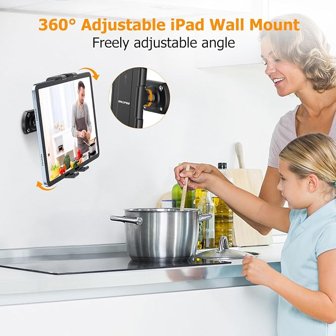 OHLPRO Tablet Wall Mount Holder 360° Rotating Adjustable Universal iPad Stand - Image 4