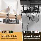 2 Pack Under Desk Cable Management Box Black, Cinati 26.8" Wire Organizers No - Image 3