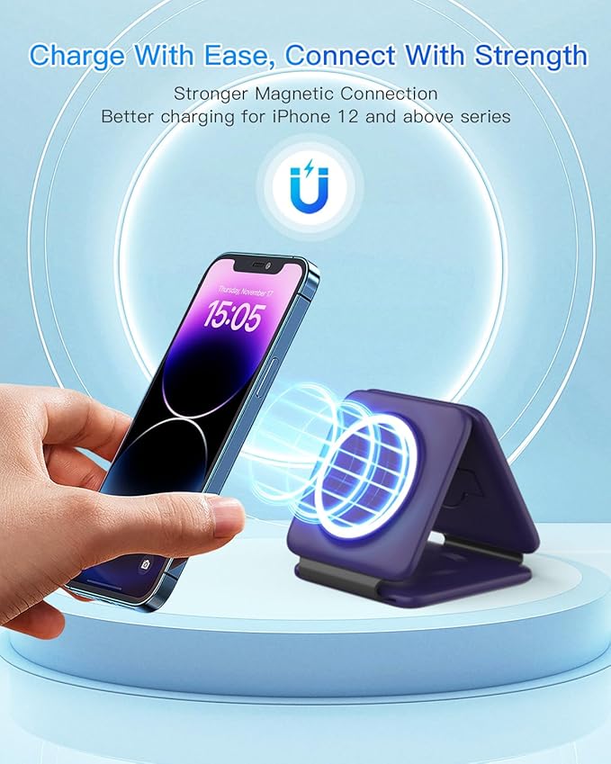 Charging Station for Mag Safe Apple - 3 in 1 Magnetic Foldable Wireless Charger - Image 7