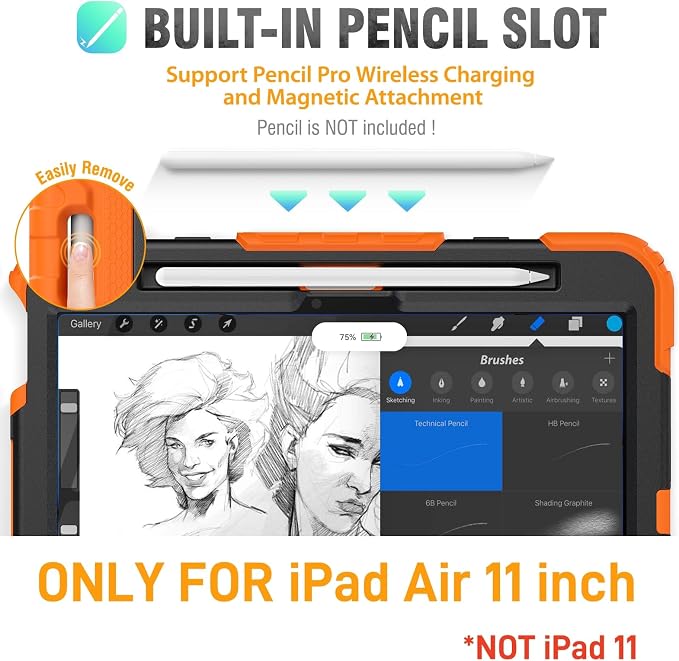 HXCASEAC Case for iPad Air 11 inch, Shockproof Design - Image 3