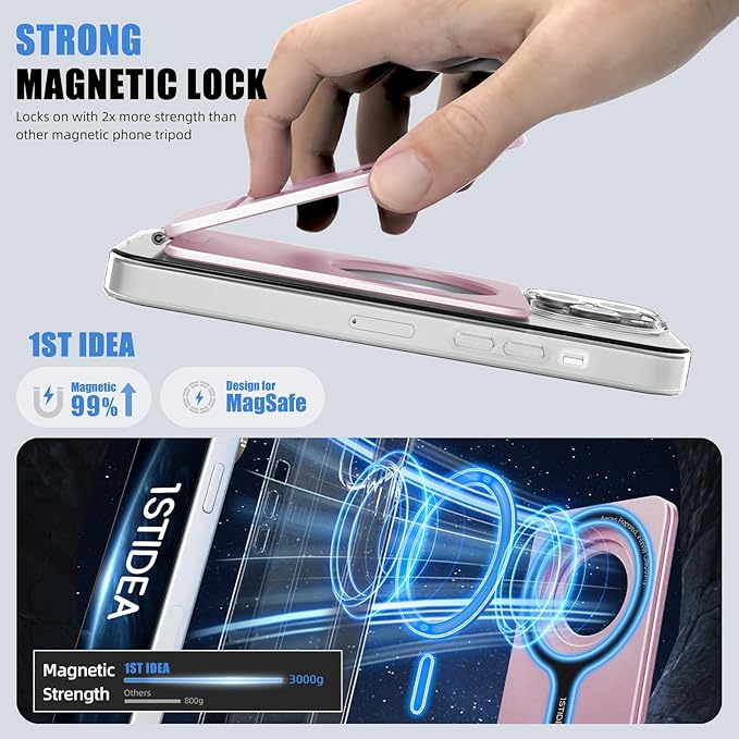 Magnetic Tripod for iPhone, Aluminium Phone Tripod Stand Compatible - Image 6