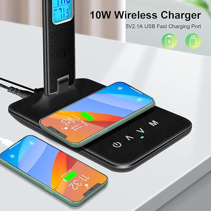 Desk Lamp with Wireless Charger，USB Charging Port, Dimmable Office Desk Light - Image 4