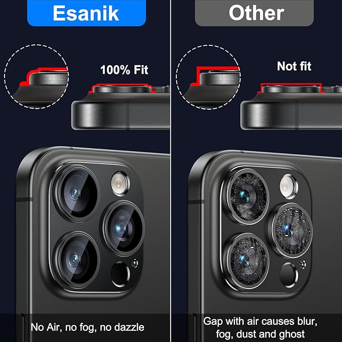 Esanik Upgrade 2 Pack for iPhone 15 Pro/iPhone 15 Pro Max Camera Lens Protector - Image 3