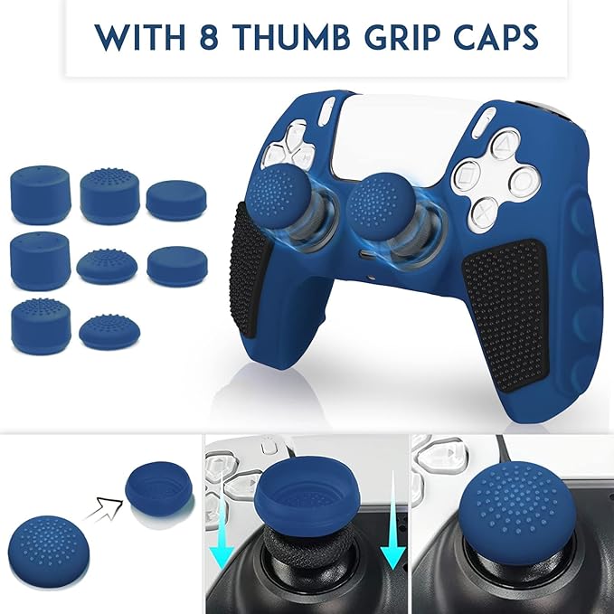 SIKEMAY Anti-Slip PS5 Controller Skin, Soft Thicken Non-Slip Studded Silicone - Image 7