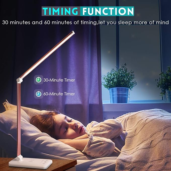 LED Desk Lamp with Wireless Charger, USB Charging Port, Desk Lighting with 10 - Image 7