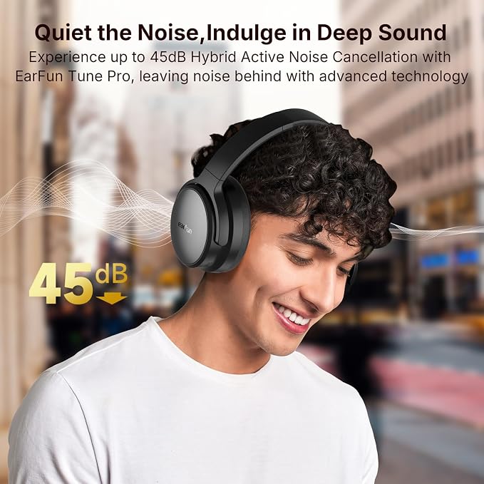 EarFun Tune Pro Active Noise Canceling Headphones, Wireless Bluetooth Headphones - Image 2