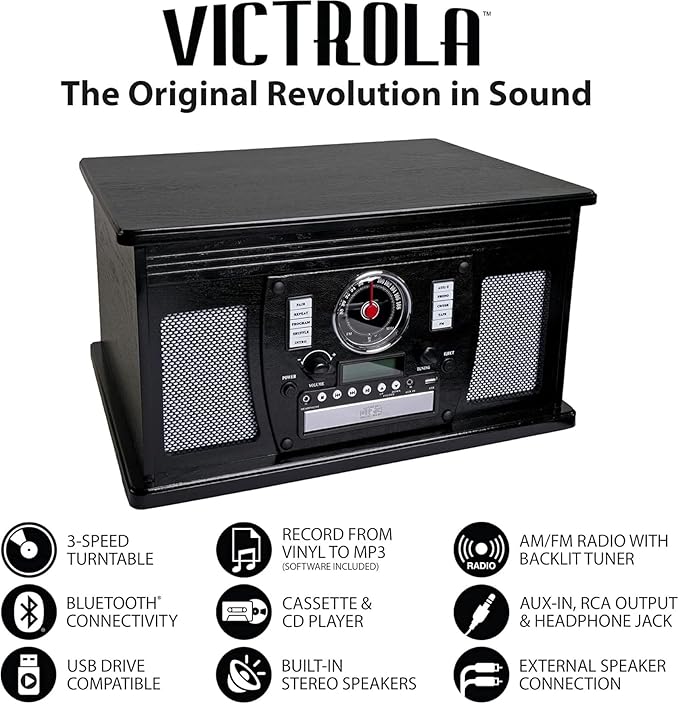 Victrola Aviator 8-in-1 Bluetooth Record Player & Multimedia Center - Image 7