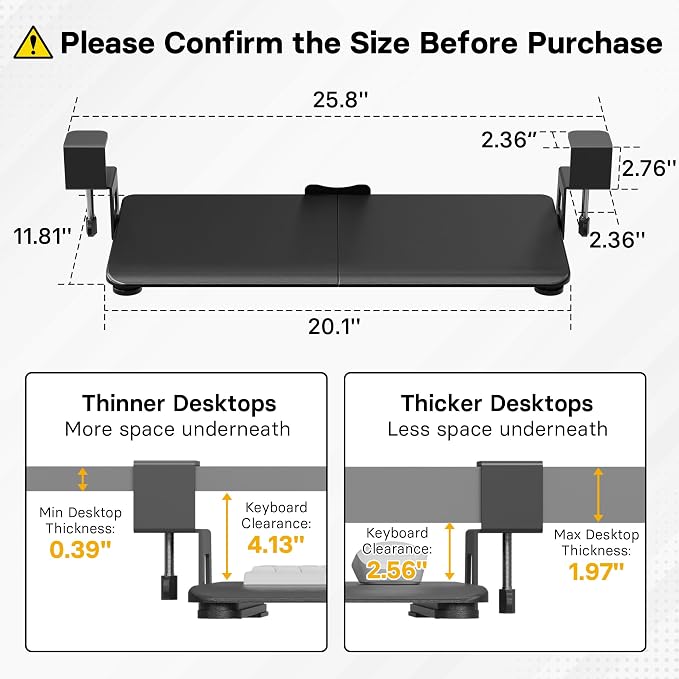 BONTEC KMT01-PJ Under Desk Keyboard Tray, Pull-Out Keyboard & Mouse Platform - Image 2