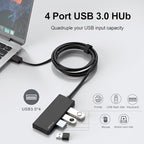 USB Hub, 2 ft Long Cable USB 3.0 Hub, USB Extender - Image 2