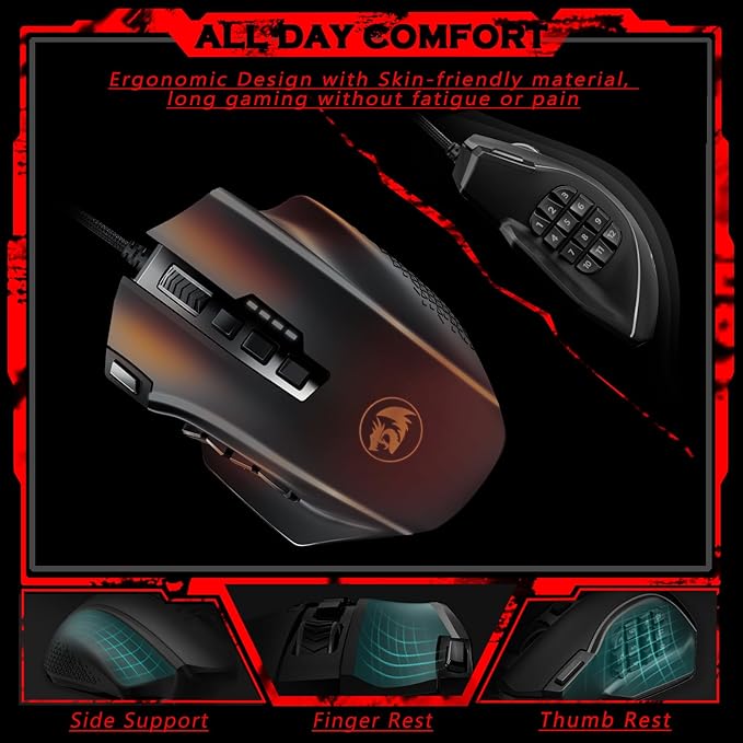 Redragon Gaming Mouse, MMO Mouse Gaming UP 12400 DPI, 19 Macro Programmable - Image 4