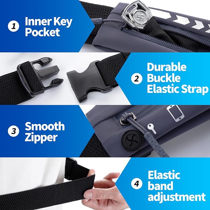 USHAKE Slim Running Belt for Women Men-Runners Phone Holder Fanny Pack - Image 5