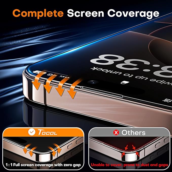 TOCOL for iPhone 16 Pro Max Privacy Screen Protector True 25°Anti Spy 9H+ - Image 6