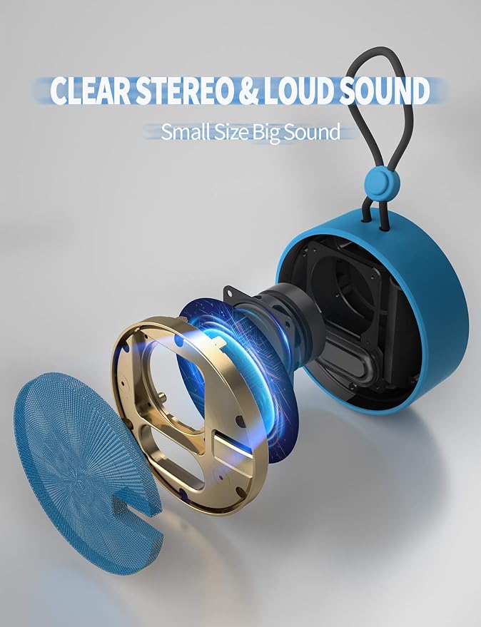 INSMY C12 IPX7 Waterproof Shower Bluetooth Speaker, Portable Small Speaker - Image 6