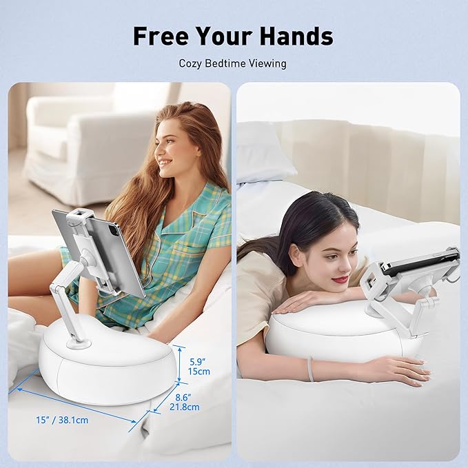 AboveTEK Tablet Pillow Stand for Bed, Hands-Free 360° Adjustable iPad Pillow - Image 5