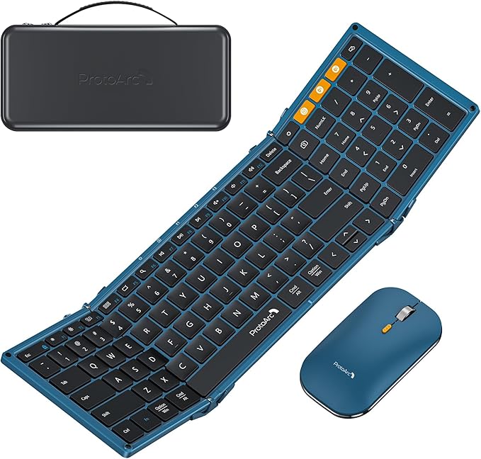 ProtoArc Foldable Keyboard and Mouse, XKM01 True Full-Size Folding Wireless by ProtoArc