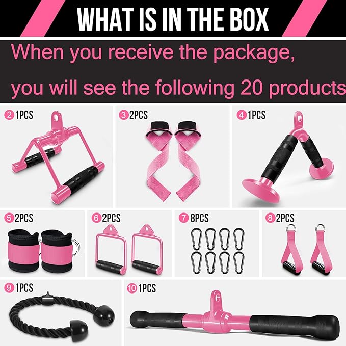 Cable Machine Attachment Set LAT Pulldown Attachments Weight Machine Accessories - Image 2
