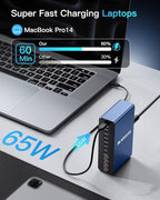 MEKIOJEO 12 Ports Aluminum Alloy 380W Charging Station Fast USB C Charger Block - Image 3