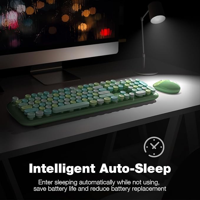 KNOWSQT Wireless Keyboard and Mouse Combo Pale Green - Image 4