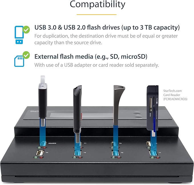 StarTech.com Standalone 1 to 7 USB Flash Drive Duplicator/Cloner / Eraser - Image 3