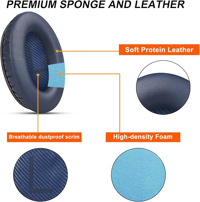 Premium Replacement Ear Pads for Bose QC35 & QC35ii Headphones by GEVO- - Image 4