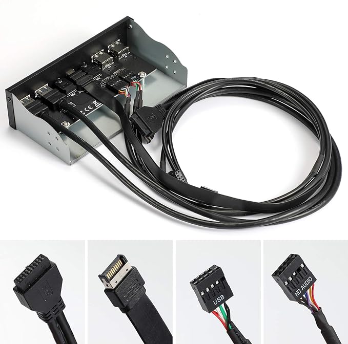 USB2.0 + 3.0 Metal Front, 5.25 inch 19Pin Front Panel Adapter, 4 USB 3.0 Port - Image 6
