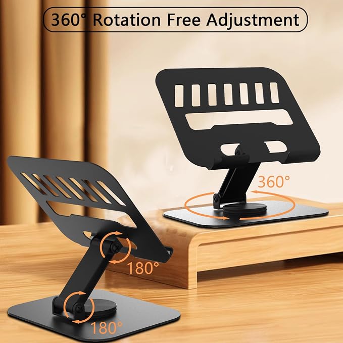 Larger Metal Tablet Stand, Adjustable 360° Rotation Tablet Holder Compatible - Image 2