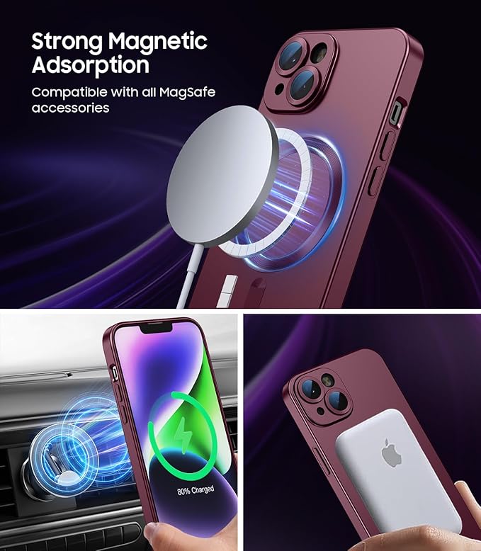 Magnetic for iPhone 14 Plus Case Slim Soft Silicone Bumper Shockproof Metallic - Image 2