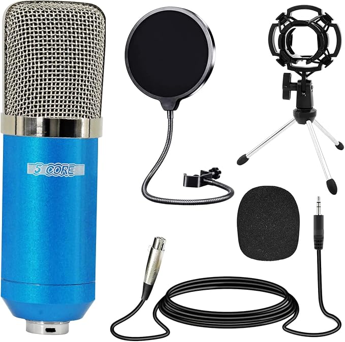 5Core Recordng Microphone Podcast Bundle Condenser w Microphone Arm Desk Mic by 5Core
