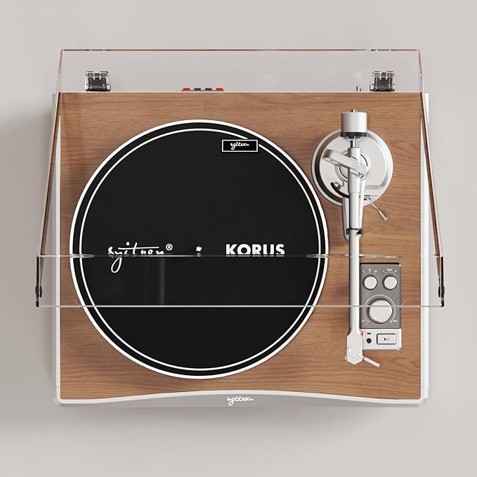 KORUS Record Player with External Speakers, Belt-Drive Turntable 2-Speed - Image 4