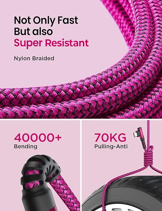 AINOPE USB C Cable Type C Charger Fast Charging, Right Angle USB A to USB C - Image 7