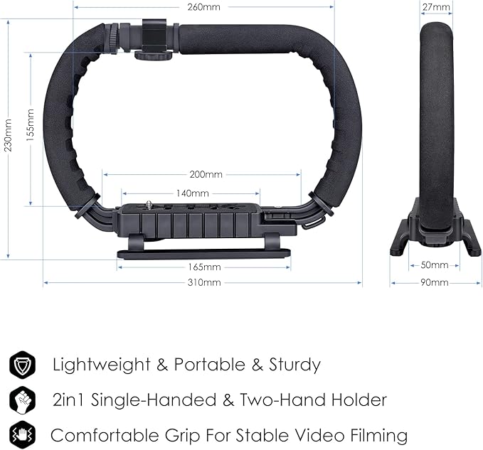 3-Shoe DSLR/Mirrorless/Action Camera Camcorder Phone Stabilizer Expansion Cage - Image 9