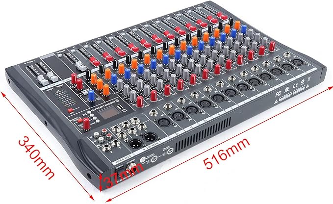 Pro 12 Channels Live Audio Mixer Bluetooth USB DJ Sound Mixing Console - Image 6
